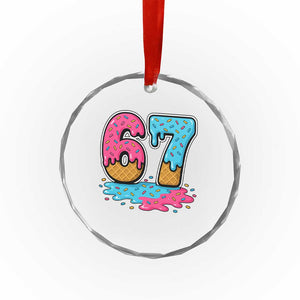 Funny 67 Ice Cream Drip Meme Six Seven Gen Alpha Slang Crystal Glass Ornament TS11 Print Your Wear