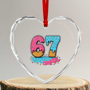 Funny 67 Ice Cream Drip Meme Six Seven Gen Alpha Slang Heart Crystal Glass Ornament TS11 Transparent Glass 3'' Heart Print Your Wear