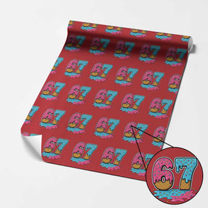 Funny 67 Ice Cream Drip Meme Six Seven Gen Alpha Slang Wrapping Paper Roll TS11 Red Print Your Wear