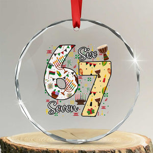 Funny 67 Kwanzaa Crystal Glass Ornament Six Seven Meme Kinara Candles African American Christmas TS11 Transparent Glass 3'' Circle Print Your Wear