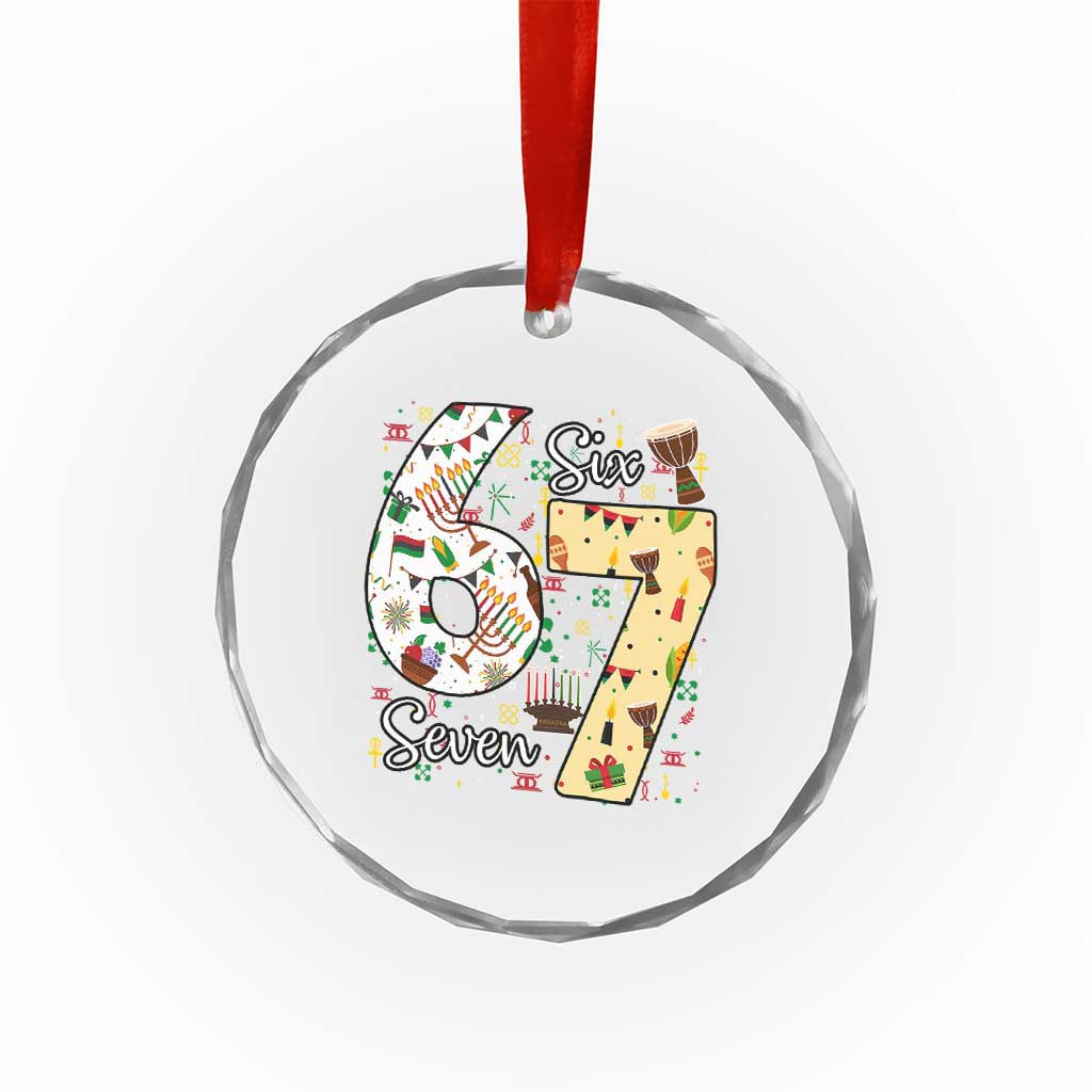 Funny 67 Kwanzaa Crystal Glass Ornament Six Seven Meme Kinara Candles African American Christmas TS11 Print Your Wear