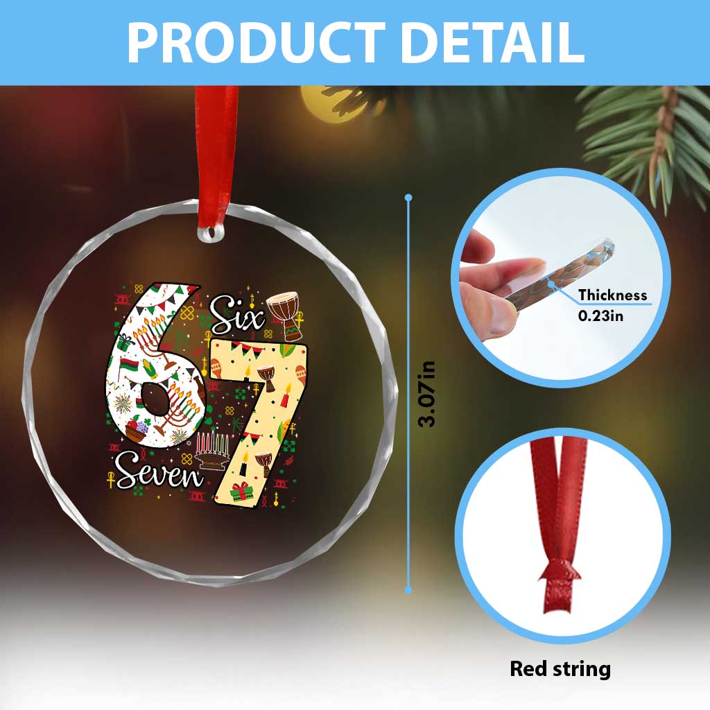 Funny 67 Kwanzaa Crystal Glass Ornament Six Seven Meme Kinara Candles African American Christmas TS11 Print Your Wear