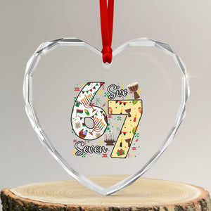 Funny 67 Kwanzaa Heart Crystal Glass Ornament Six Seven Meme Kinara Candles African American Christmas TS11 Transparent Glass 3'' Heart Print Your Wear