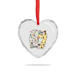 Funny 67 Kwanzaa Heart Crystal Glass Ornament Six Seven Meme Kinara Candles African American Christmas TS11 Print Your Wear
