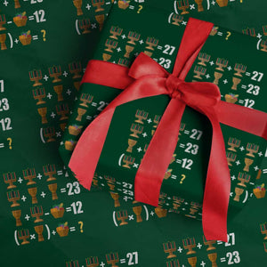 Funny 67 Kwanzaa Math Wrapping Paper Roll Six Seven Meme Kinara Candles African American Christmas TS11 Green Print Your Wear