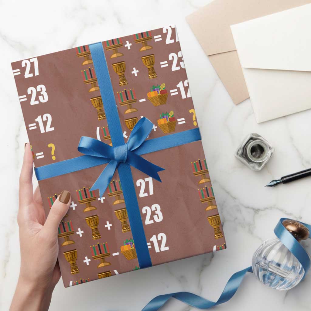 Funny 67 Kwanzaa Math Wrapping Paper Roll Six Seven Meme Kinara Candles African American Christmas TS11 Mocha Print Your Wear