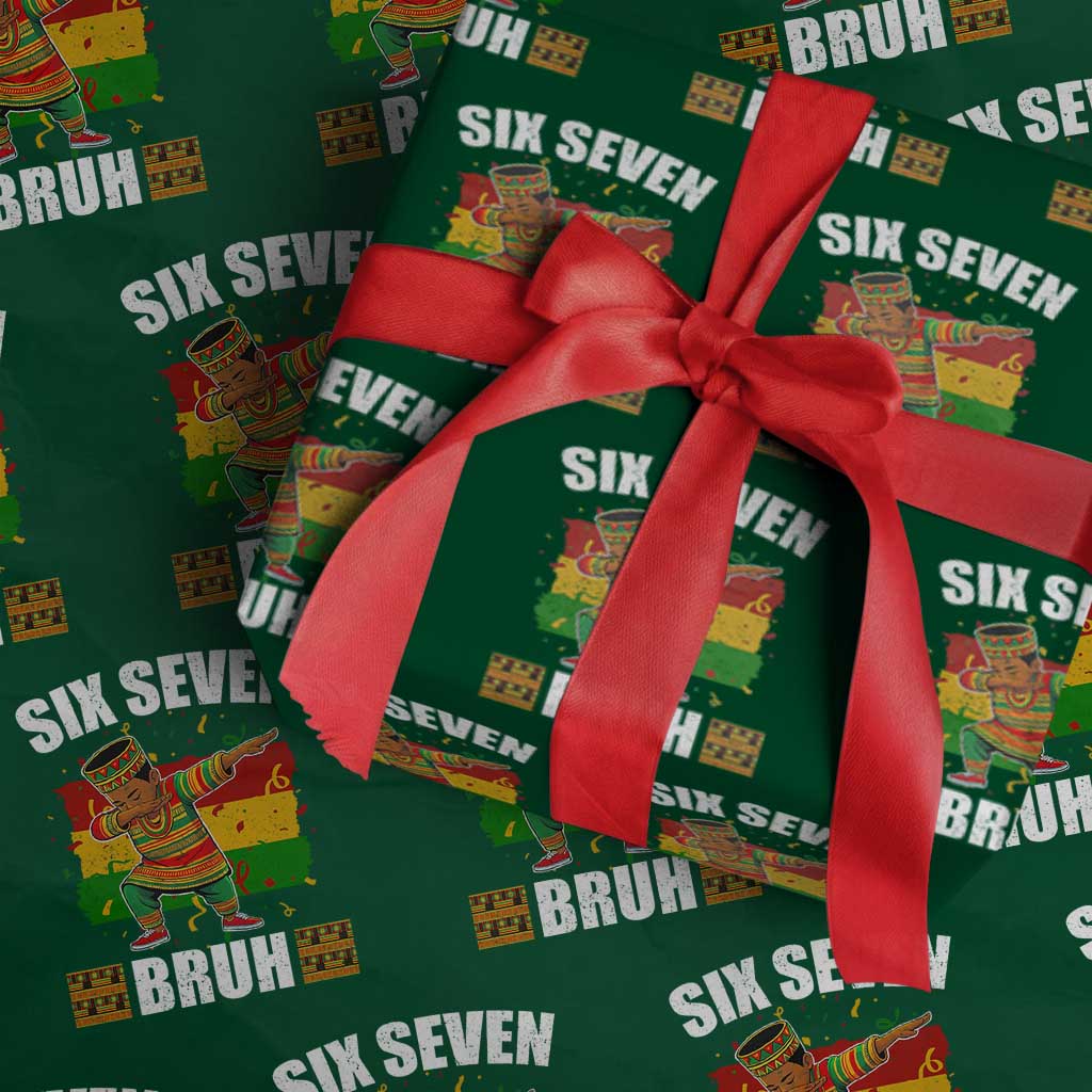 Funny 67 Kwanzaa Wrapping Paper Roll Six Seven Bruh Dabbing African Heritage TS11 Green Print Your Wear