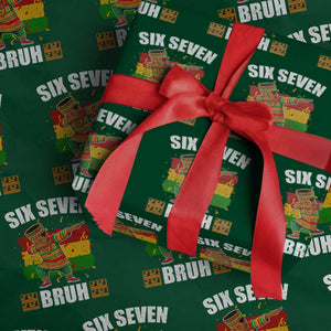 Funny 67 Kwanzaa Wrapping Paper Roll Six Seven Bruh Dabbing African Heritage TS11 Green Print Your Wear