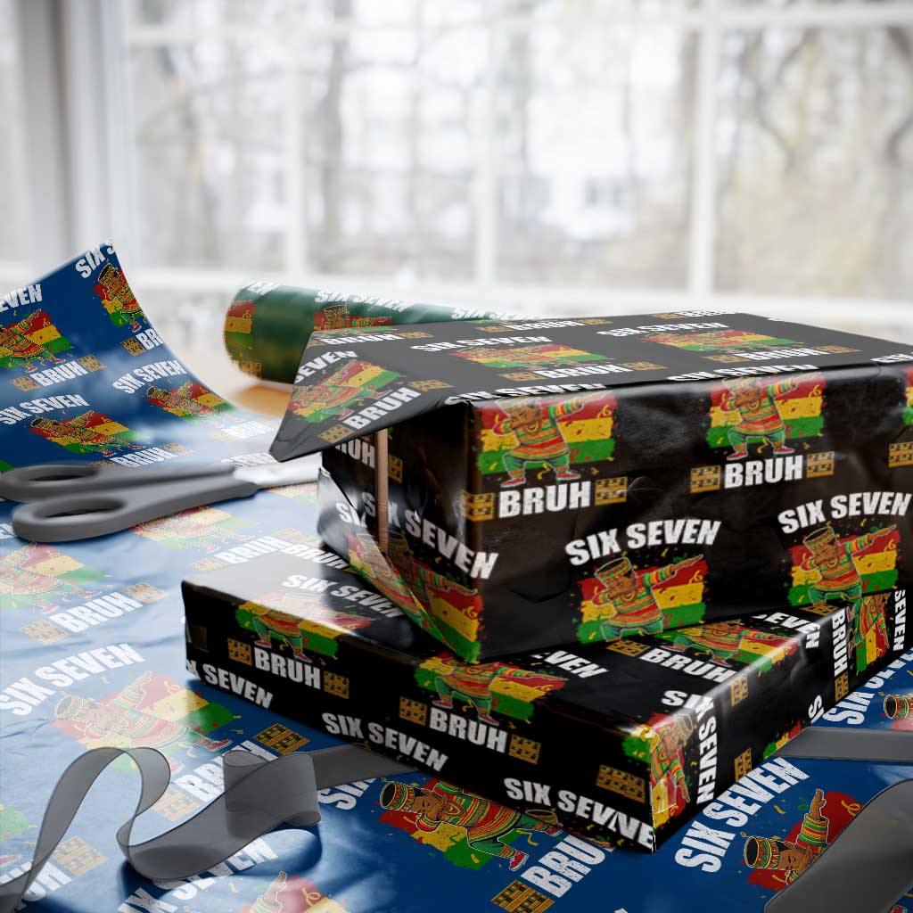 Funny 67 Kwanzaa Wrapping Paper Roll Six Seven Bruh Dabbing African Heritage TS11 Black Print Your Wear