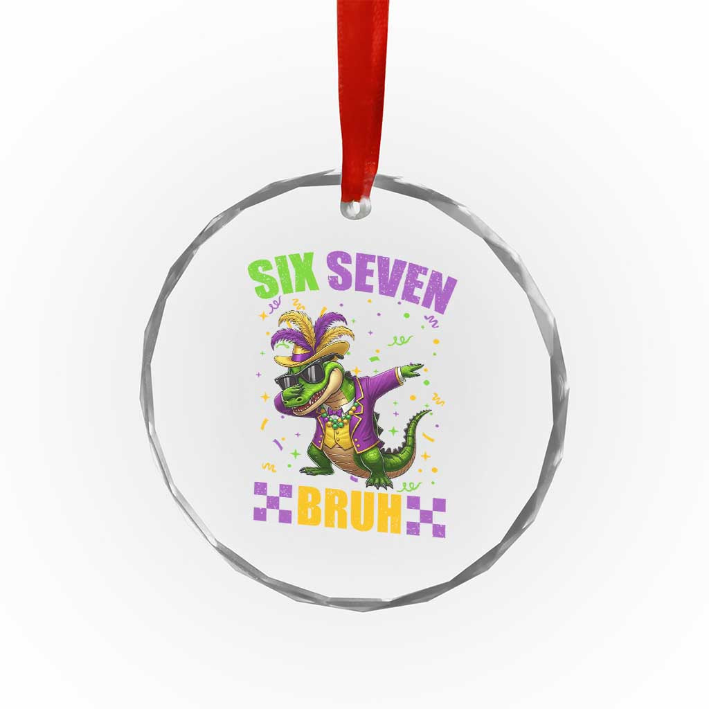 Funny 67 Mardi Gras Alligator Crystal Glass Ornament Six Seven Bruh Mardigator Dabbing Crocodile TS11 Print Your Wear