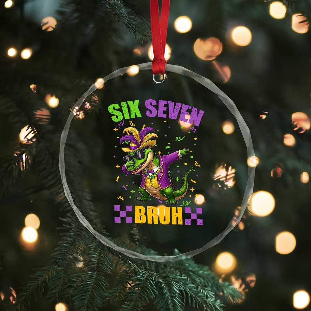 Funny 67 Mardi Gras Alligator Crystal Glass Ornament Six Seven Bruh Mardigator Dabbing Crocodile TS11 Print Your Wear