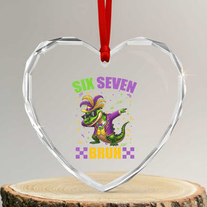 Funny 67 Mardi Gras Alligator Heart Crystal Glass Ornament Six Seven Bruh Mardigator Dabbing Crocodile TS11 Transparent Glass 3'' Heart Print Your Wear