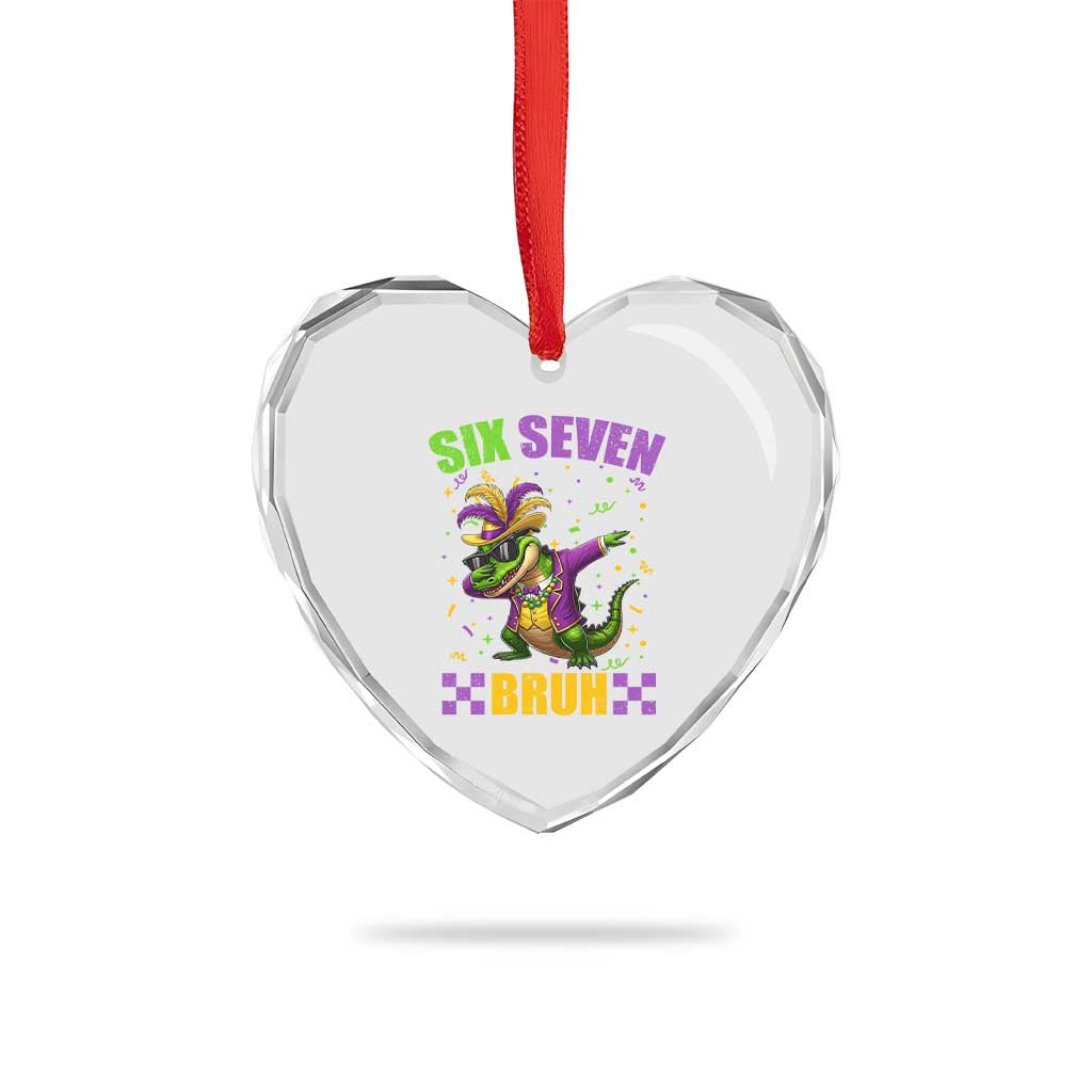 Funny 67 Mardi Gras Alligator Heart Crystal Glass Ornament Six Seven Bruh Mardigator Dabbing Crocodile TS11 Print Your Wear