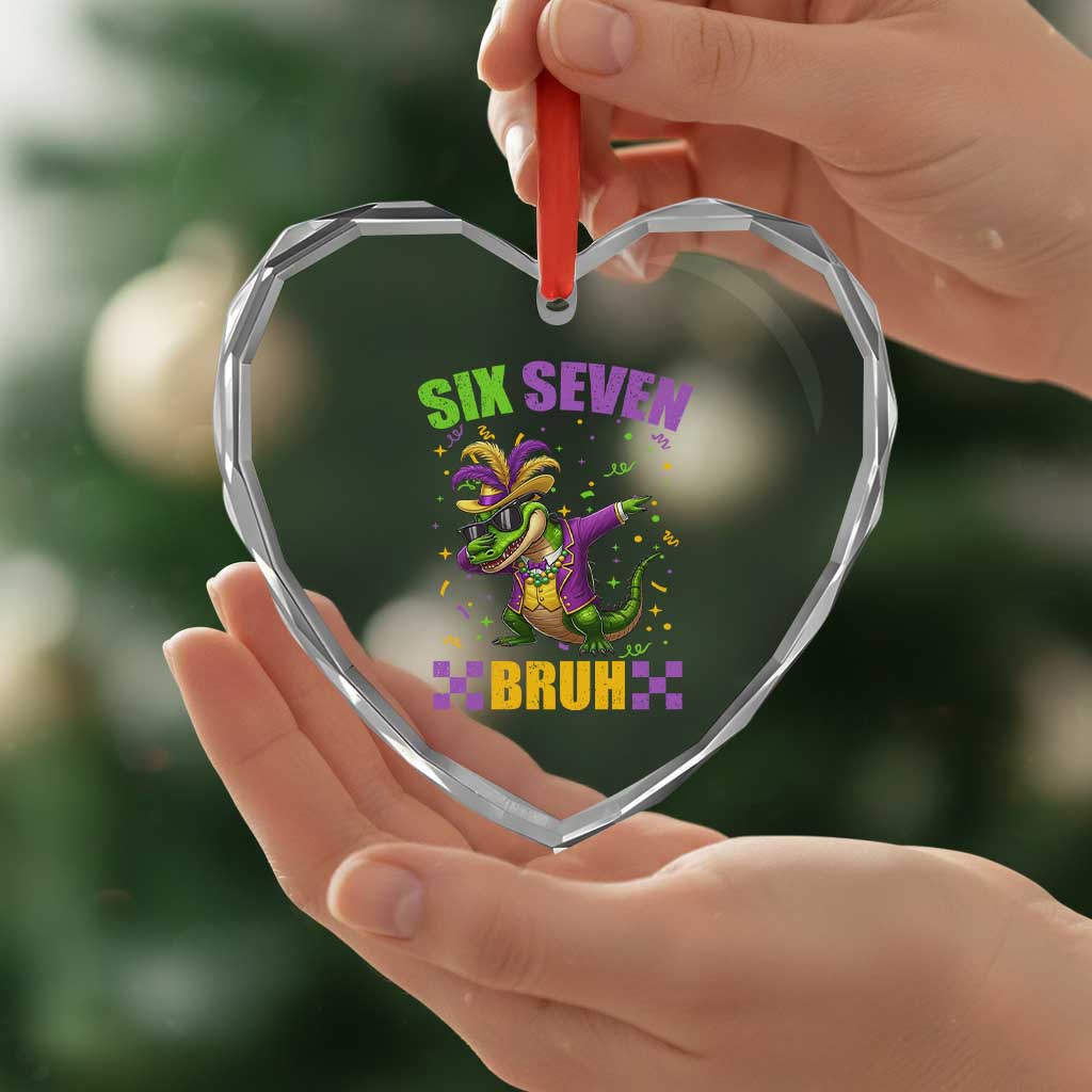 Funny 67 Mardi Gras Alligator Heart Crystal Glass Ornament Six Seven Bruh Mardigator Dabbing Crocodile TS11 Print Your Wear