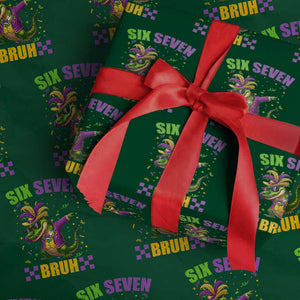 Funny 67 Mardi Gras Alligator Wrapping Paper Roll Six Seven Bruh Mardigator Dabbing Crocodile TS11 Green Print Your Wear