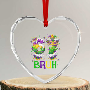 Funny 67 Mardi Gras Bruh Heart Crystal Glass Ornament Six Seven Meme Fleur De Lis Hand Gesture TS11 Transparent Glass 3'' Heart Print Your Wear