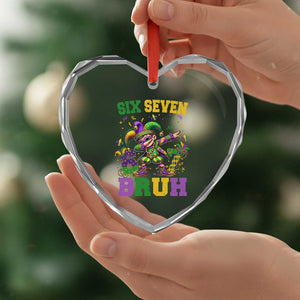 Funny 67 Mardi Gras Heart Crystal Glass Ornament Six Seven Bruh Dabbing Jester TS11 Print Your Wear