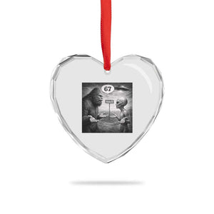 Funny 67 Meme Bigfoot Alien Heart Crystal Glass Ornament Six Seven Sasquatch Area 51 UFO Conspiracy TS10 Print Your Wear