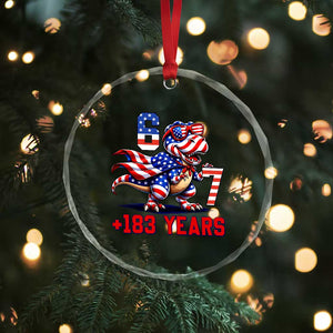 Funny 67 Meme Dinosaur American Pride Crystal Glass Ornament USA 250th Anniversary TS12 Print Your Wear