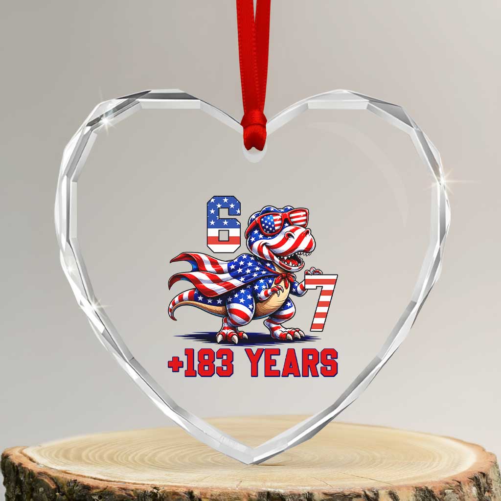 Funny 67 Meme Dinosaur American Pride Heart Crystal Glass Ornament USA 250th Anniversary TS12 Transparent Glass 3'' Heart Print Your Wear