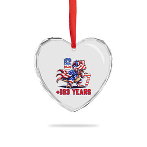 Funny 67 Meme Dinosaur American Pride Heart Crystal Glass Ornament USA 250th Anniversary