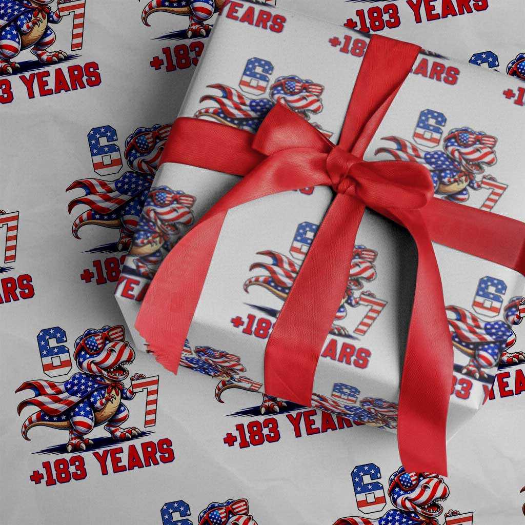 Funny 67 Meme Dinosaur American Pride Wrapping Paper Roll USA 250th Anniversary