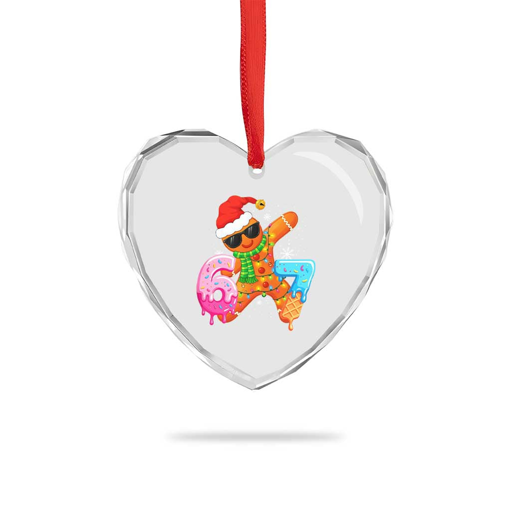Funny 67 Meme Gingerbread Christmas Heart Crystal Glass Ornament Six Seven Ice Cream Drip Boys TS10 Print Your Wear