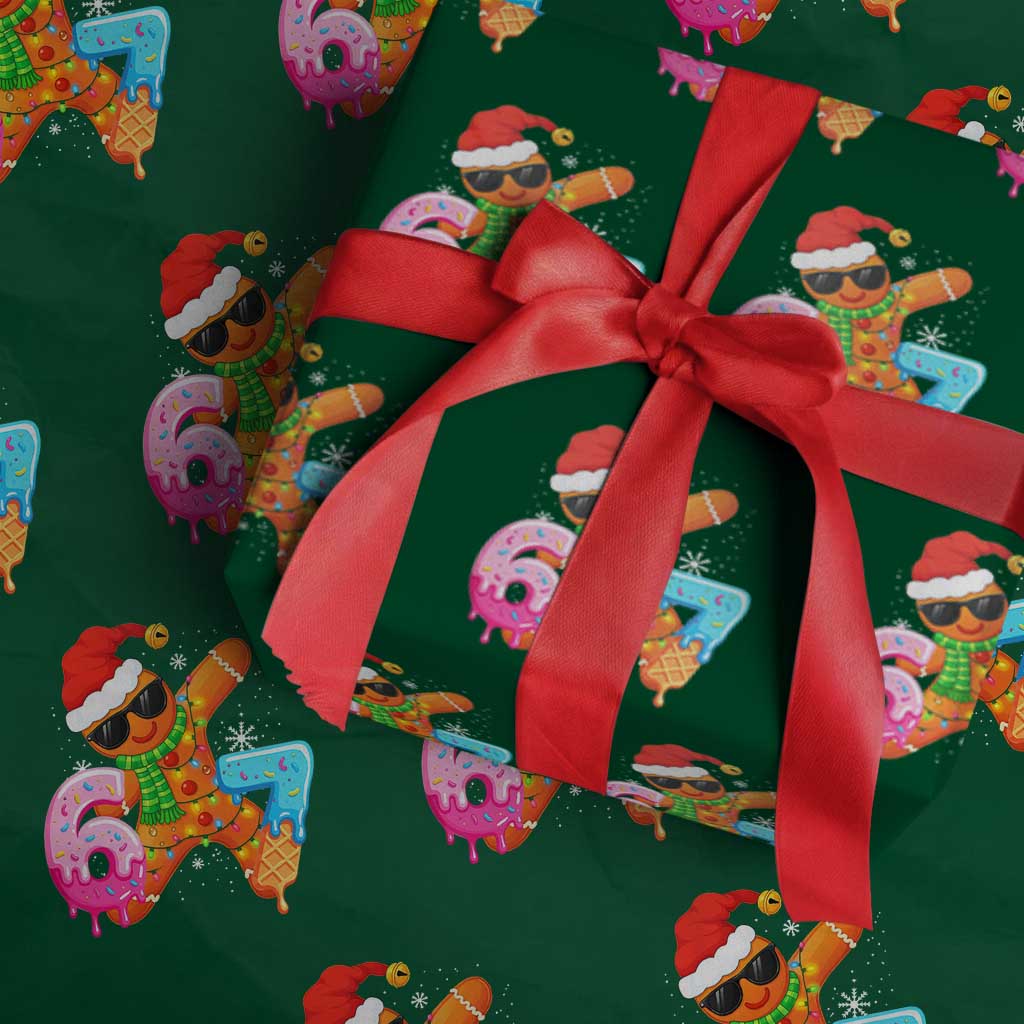Funny 67 Meme Gingerbread Christmas Wrapping Paper Roll Six Seven Ice Cream Drip Boys TS10 Green Print Your Wear