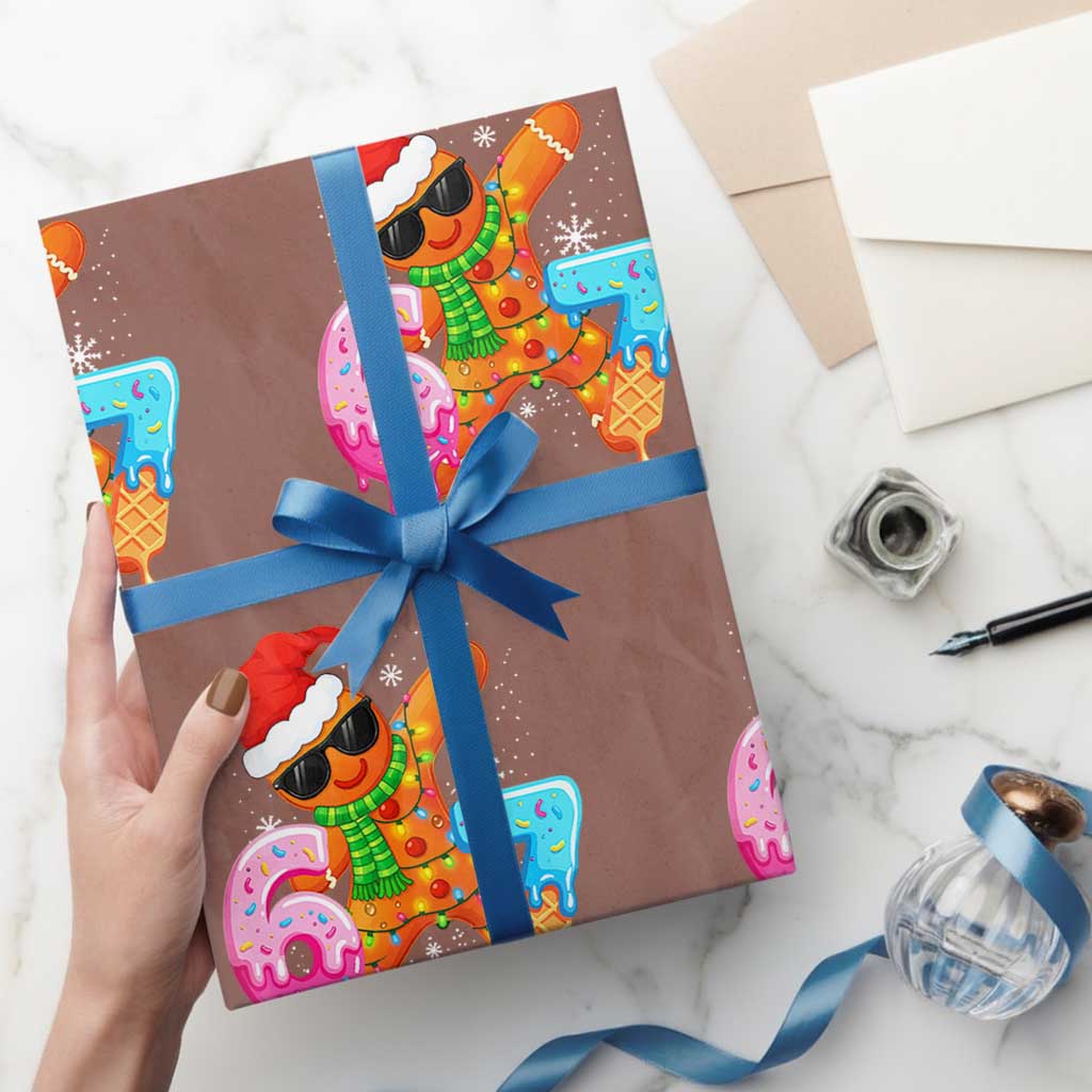 Funny 67 Meme Gingerbread Christmas Wrapping Paper Roll Six Seven Ice Cream Drip Boys TS10 Mocha Print Your Wear