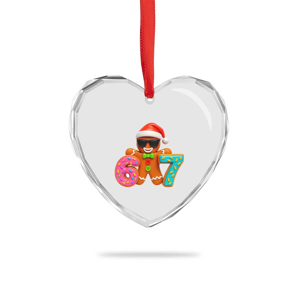 Funny 67 Meme Gingerbread Donut Heart Crystal Glass Ornament Cool Christmas Cookie Six Seven Santa Hat Sprinkles TS02 Print Your Wear