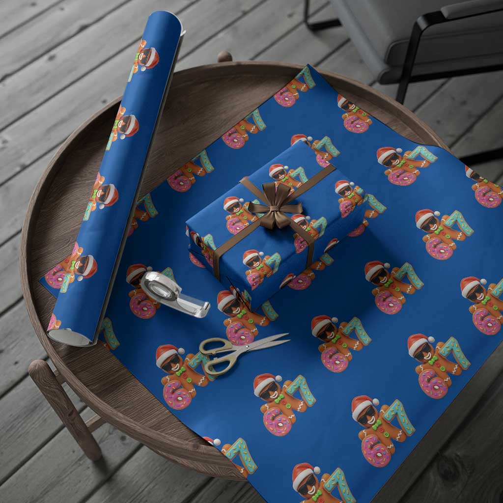 Funny 67 Meme Gingerbread Donut Wrapping Paper Roll Cool Christmas Cookie Six Seven Santa Hat Sprinkles TS02 Blue Print Your Wear