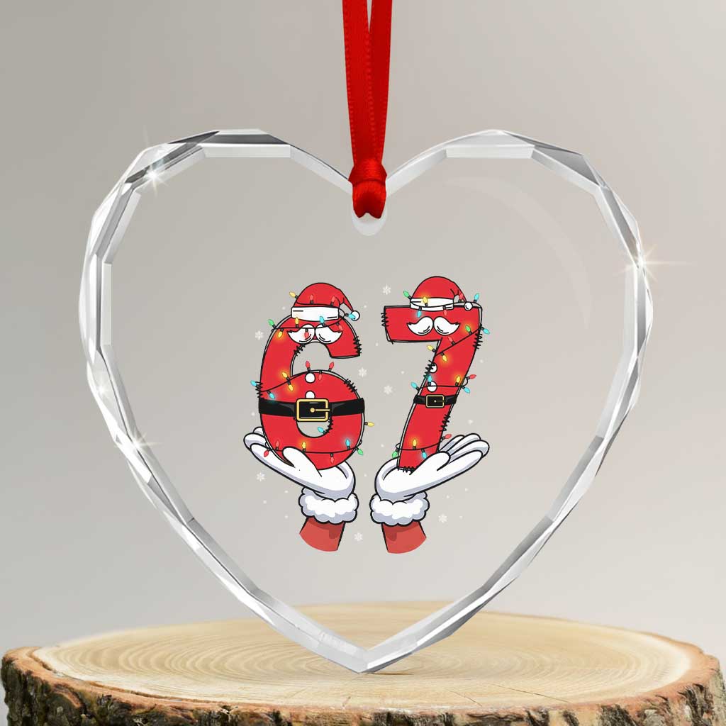 Funny 67 Meme Heart Crystal Glass Ornament Funny Christmas Party Holiday Gift TS12 Transparent Glass 3'' Heart Print Your Wear