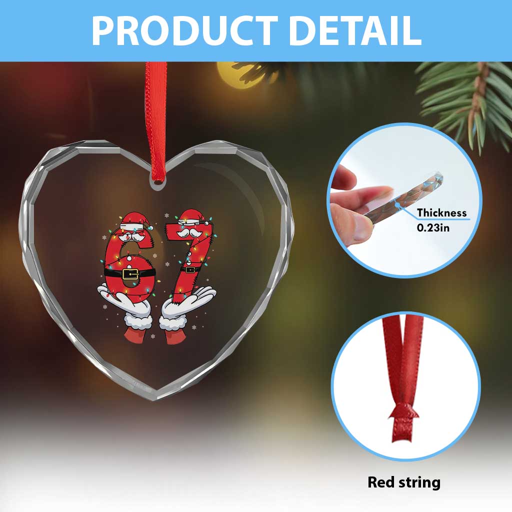 Funny 67 Meme Heart Crystal Glass Ornament Funny Christmas Party Holiday Gift TS12 Print Your Wear