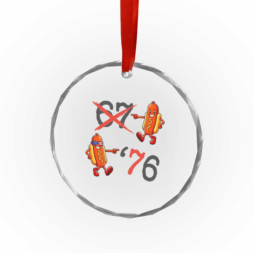 Funny 67 Meme Hot Dog Lover Crystal Glass Ornament USA 250 BBQ Celebration TS12 Print Your Wear