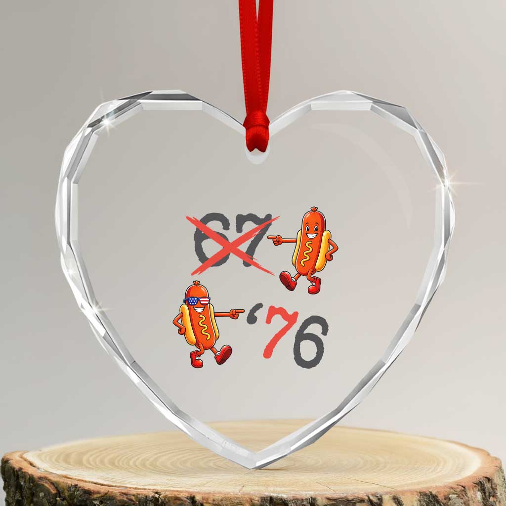 Funny 67 Meme Hot Dog Lover Heart Crystal Glass Ornament USA 250 BBQ Celebration TS12 Transparent Glass 3'' Heart Print Your Wear