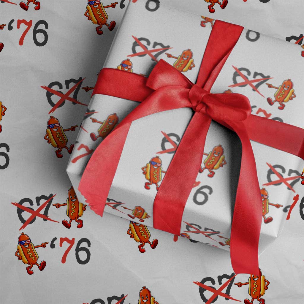 Funny 67 Meme Hot Dog Lover Wrapping Paper Roll USA 250 BBQ Celebration TS12 White Print Your Wear