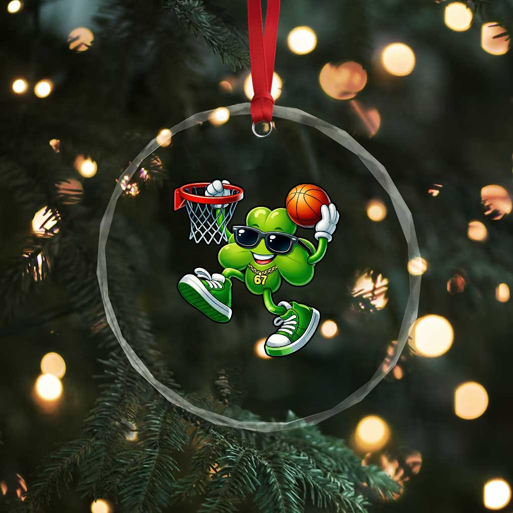 Funny 67 Meme Six Seven Basketball Shamrock St Patricks Day Crystal Glass Ornament TS11 Print Your Wear