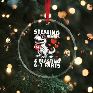 Funny 67 Meme Valentines Day Dinosaur Crystal Glass Ornament Stealing Hearts And Blasting 67 Farts TS11 Print Your Wear