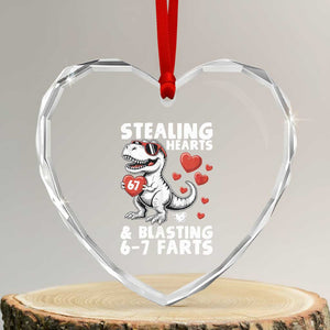 Funny 67 Meme Valentines Day Dinosaur Heart Crystal Glass Ornament Stealing Hearts And Blasting 67 Farts TS11 Transparent Glass 3'' Heart Print Your Wear