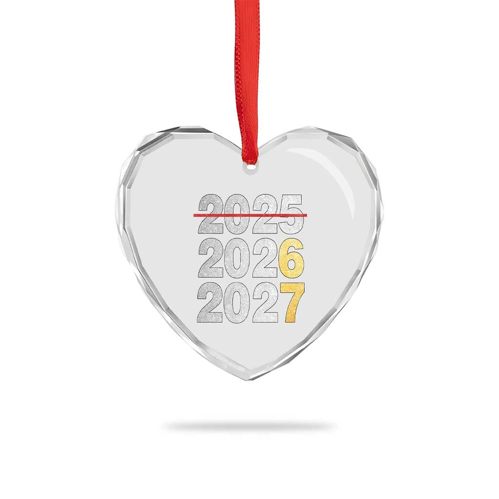 Funny 67 New Year Heart Crystal Glass Ornament Happy New Year 2026 2027 Six Seven Meme Faux Glitter Effect Printed TS11 Print Your Wear