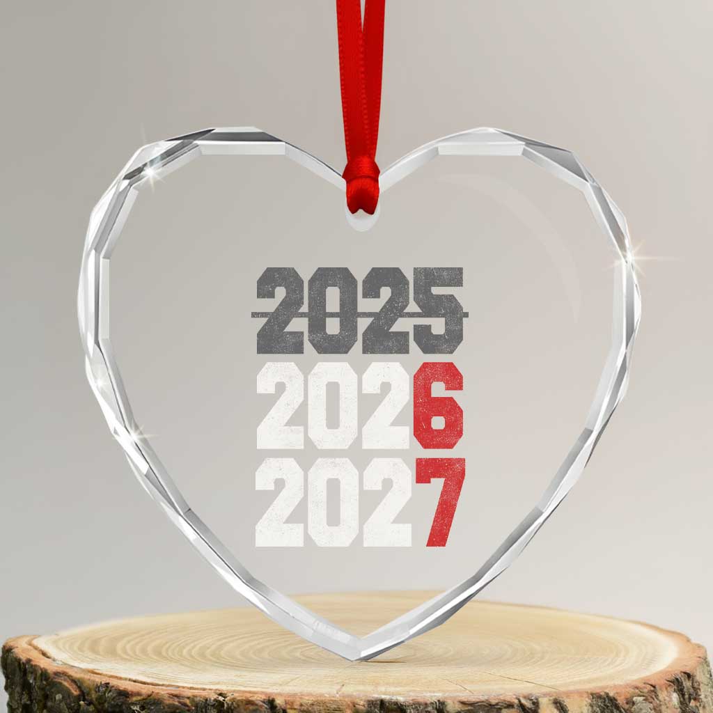 Funny 67 New Year Heart Crystal Glass Ornament Happy New Year 2026 2027 Sports Jersey Number TS11 Transparent Glass 3'' Heart Print Your Wear