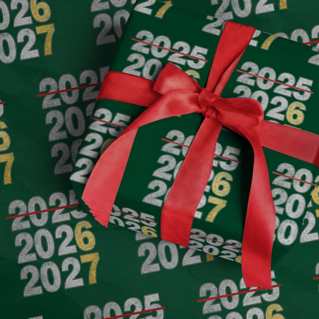 Funny 67 New Year Wrapping Paper Roll Happy New Year 2026 2027 Six Seven Meme Faux Glitter Effect Printed TS11 Green Print Your Wear