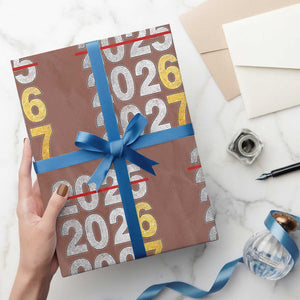 Funny 67 New Year Wrapping Paper Roll Happy New Year 2026 2027 Six Seven Meme Faux Glitter Effect Printed TS11 Mocha Print Your Wear