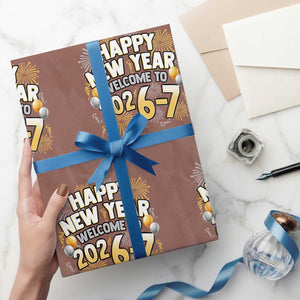 Funny 67 New Year Wrapping Paper Roll Happy New Year Welcome To 2026 7 TS11 Mocha Print Your Wear