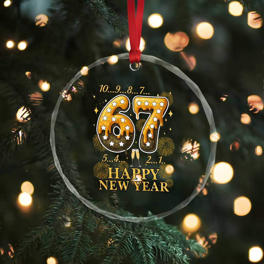 Funny 67 New Years Eve Crystal Glass Ornament Countdown New Year Party 2026 Six Seven Meme TS11 Print Your Wear