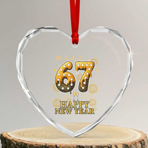 Funny 67 New Years Eve Heart Crystal Glass Ornament Countdown New Year Party 2026 Six Seven Meme TS11 Transparent Glass 3'' Heart Print Your Wear