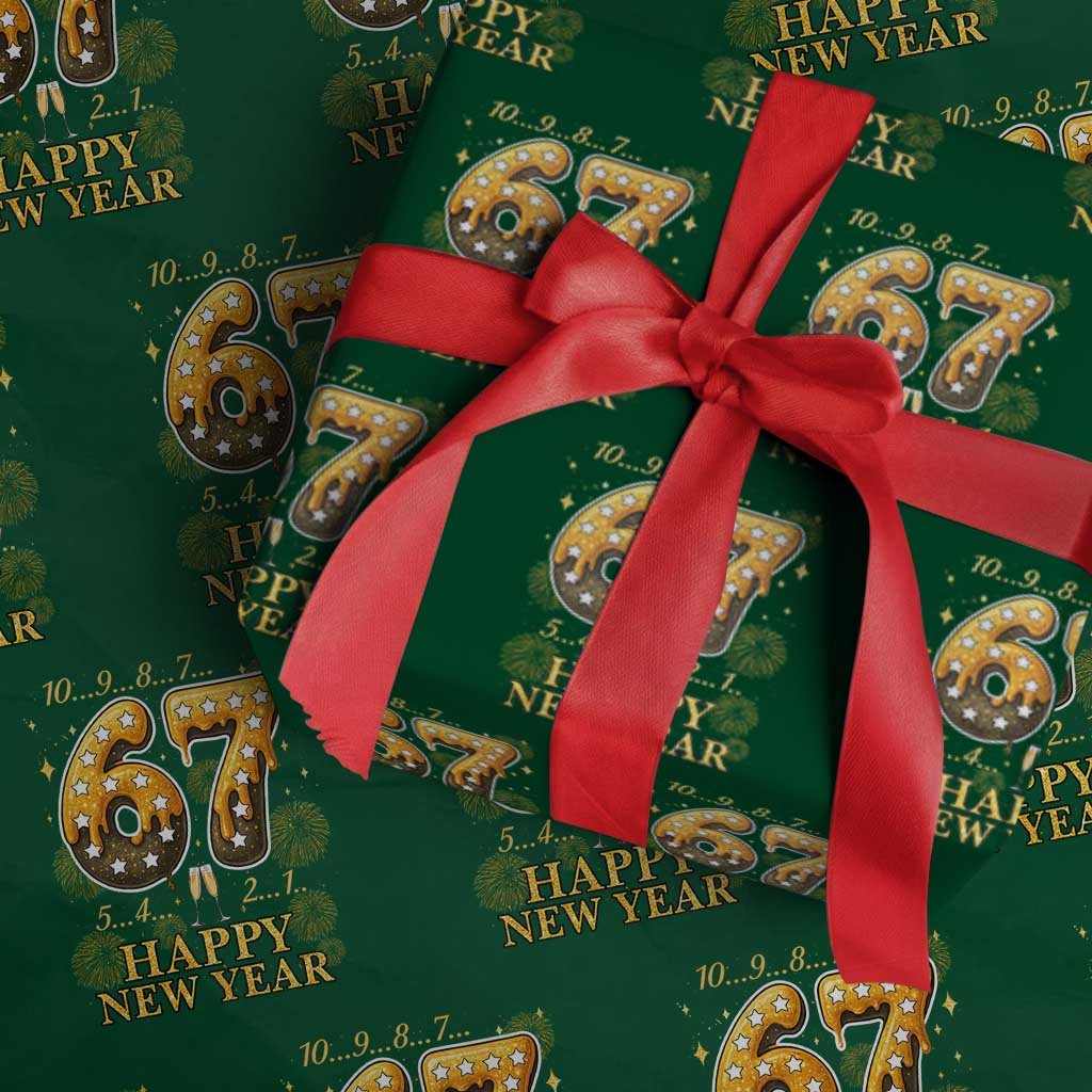 Funny 67 New Years Eve Wrapping Paper Roll Countdown New Year Party 2026 Six Seven Meme TS11 Green Print Your Wear