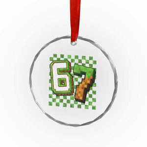 Funny 67 Pixel Style Graphic Crystal Glass Ornament Viral Six Seven Meme Gamer TS02 Print Your Wear