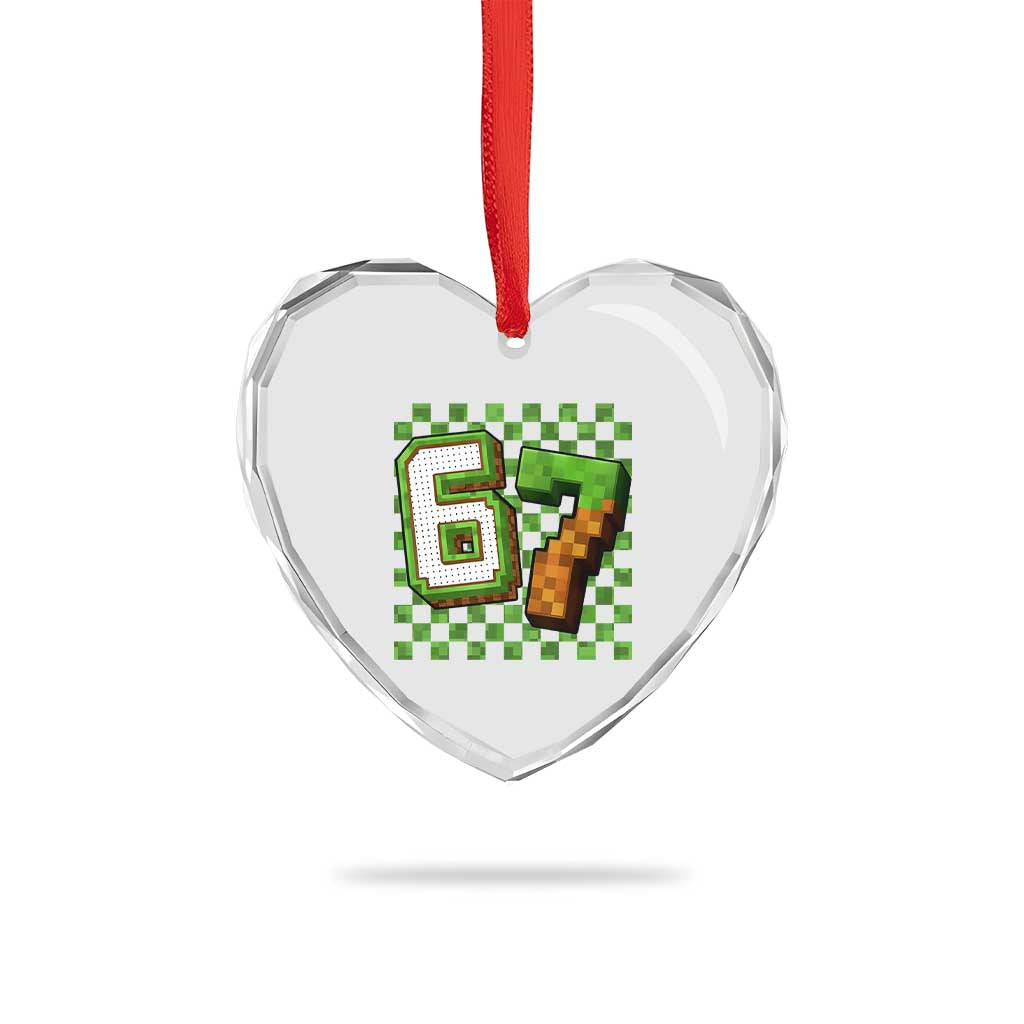 Funny 67 Pixel Style Graphic Heart Crystal Glass Ornament Viral Six Seven Meme Gamer TS02 Print Your Wear