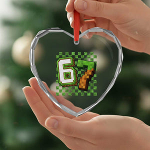 Funny 67 Pixel Style Graphic Heart Crystal Glass Ornament Viral Six Seven Meme Gamer TS02 Print Your Wear